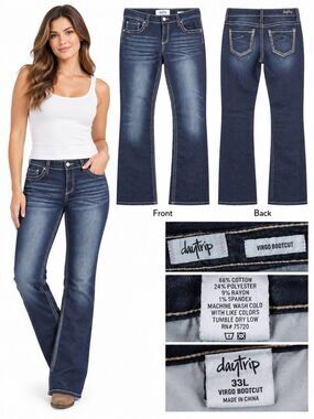 Daytrip 34R Virgo Skinny Jeans Black Stretch Denim